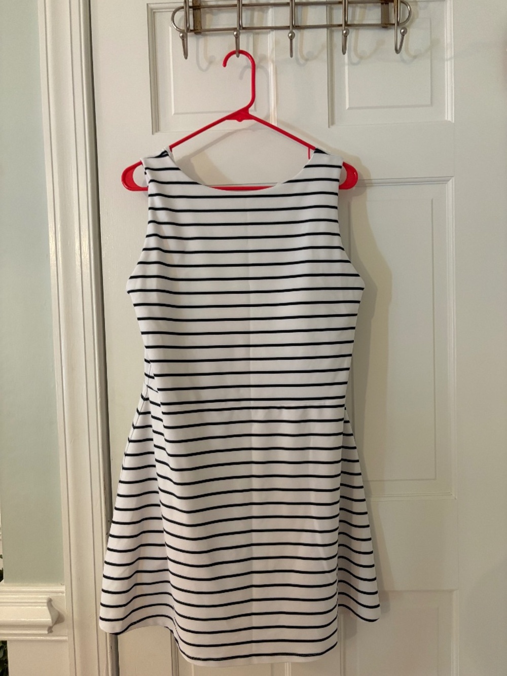 Black and White Striped Sleeveless A-Line Mini Dress: Workout Material